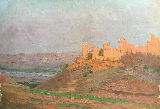 B. CONDE DE SATRINO - 绘画 - Morocco - Fez - View of the ramparts at dusk  -  Circa 1906