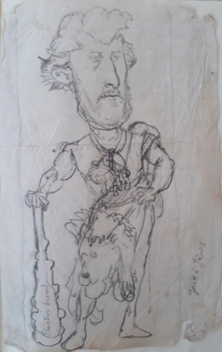 Janos JANKO - Disegno Acquarello - Standing Figure