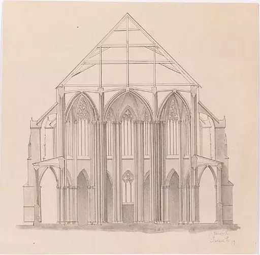 Heinrich JAKESCH - Dibujo Acuarela - "Architectural Drawing", 1899
