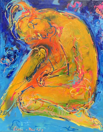 Nicole LEIDENFROST - Gemälde - Frau in gelb