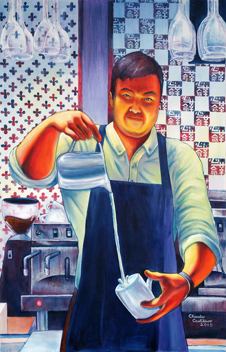 Claudio CASTILLERO MORTERA - Painting - El señor barista