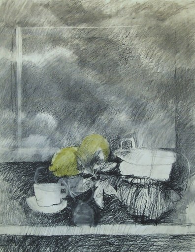 Mario BARDI - Dibujo Acuarela - Natura morta con limoni