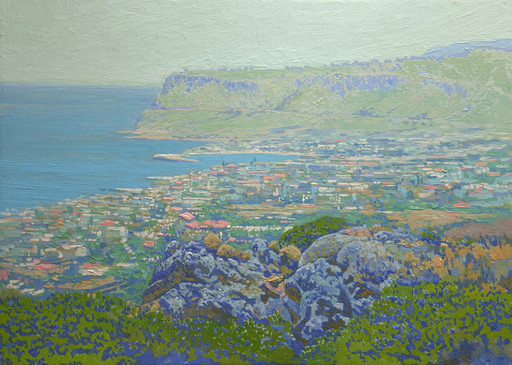 Simon L. KOZHIN - Gemälde - A view of the bay and city of Sissi. Crete