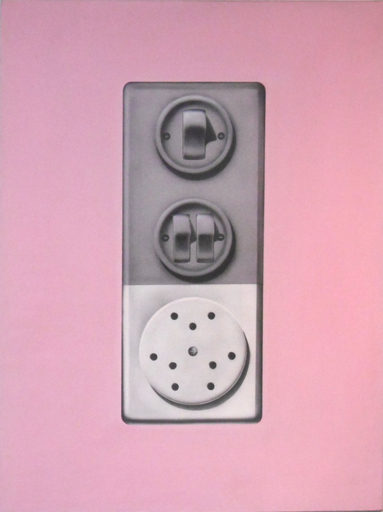 Peter KLASEN - Peinture - Prise et Interrupteurs sur fond rose