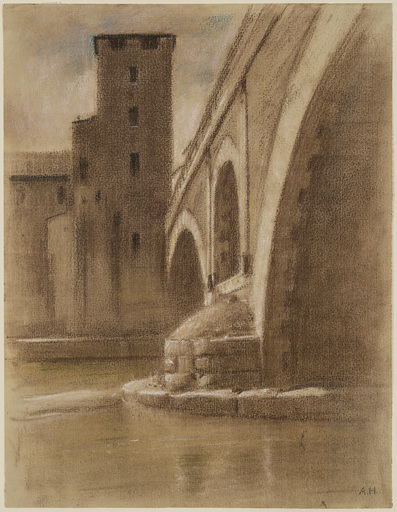 Adolf HIREMY-HIRSCHL - Drawing-Watercolor - Die Ponte dei Quattro Capi in Rom