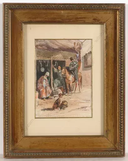 Joseph VON BERRES - Zeichnung Aquarell - "Scene in Russian Caucasian region", watercolor, 1860s