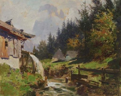 Carl Raimund LORENZ - Painting - "In the Tyrolean Alps" by Carl Lorenz, ca 1920