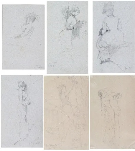 Giacomo FAVRETTO - Drawing-Watercolor - 16 ORIGINAL DRAWINGS COLLECTED IN AN ALBUM