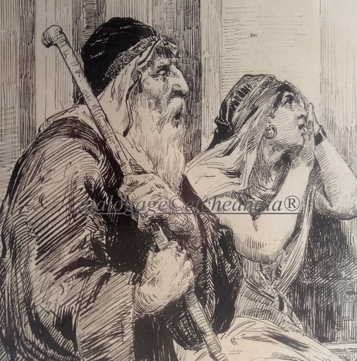 Ulpiano CHECA Y SANZ - Drawing-Watercolor - "esposos de angélicas mujeres" Espagne