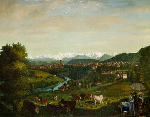 Julien Hippolyte DEVICQUE - Pittura - Bern mit Aare im 19. Jahrhundert