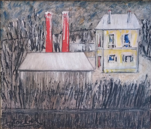 Edgar STOEBEL - Gemälde - Landscape with Yellow House