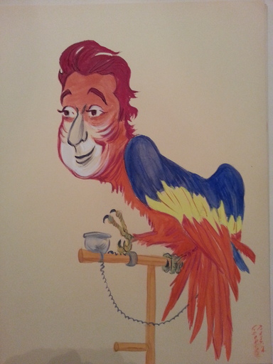 Georges BASTIA - Zeichnung Aquarell - Jacques MOREL - perroquet