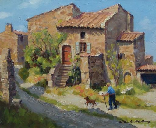 André LAC - Painting - Vieilles maisons de village