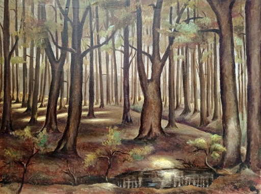Roger PIZZOTTI - Pintura - Sous bois. Arbres, forêt.