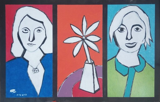 Harry BARTLETT FENNEY - Peinture - deux femmes simple fleur