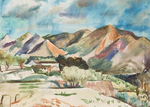Willy EISENSCHITZ - Drawing-Watercolor - Bergige Landschaft 