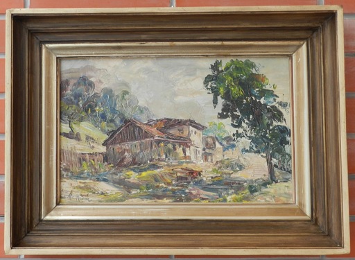 Frantisek MALY - Painting - Turkish houses on the road Foce Bosnia