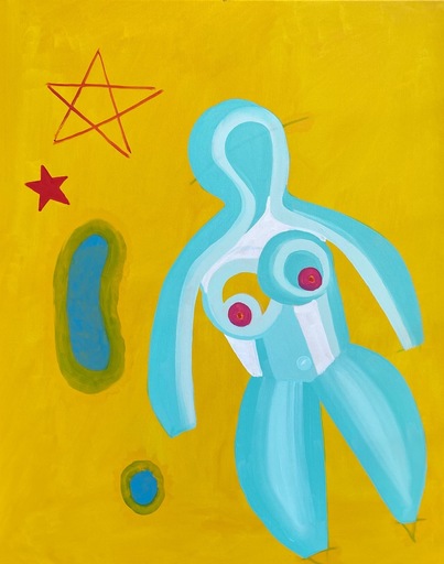 Roland DZENIS - Painting - A small star and a big star