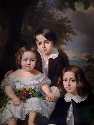 Auguste DE PINELLI - Painting - Enfants A La Salamandre