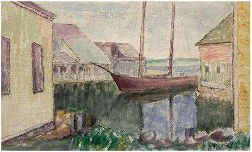Abraham WALKOWITZ - Dessin-Aquarelle - Boat on the River 