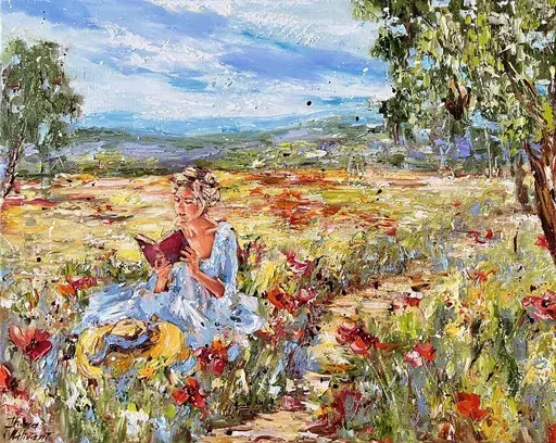 Diana MALIVANI - Painting - Le roman préféré