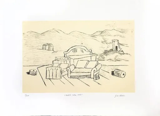 Giorgio DE CHIRICO - Stampa-Multiplo - Mobili nella valle, 1971