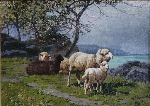 William Baptiste BAIRD - Gemälde - Les moutons