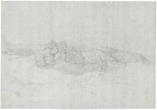 Heinrich Carl REINHOLD - Drawing-Watercolor - Olevano; Hügellandschaft mit Baumbewuchs in der Serpentara. 