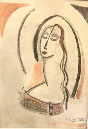 René BUTHAUD - Dessin-Aquarelle - femme en buste