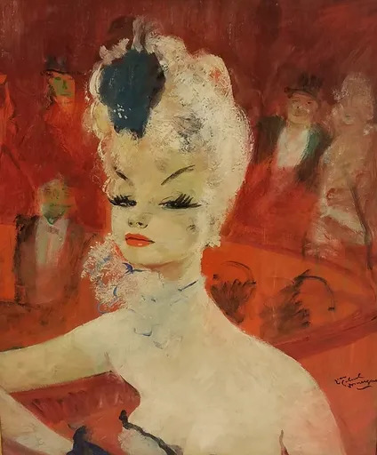 Jean Gabriel DOMERGUE - Gemälde - La loge à l'Opéra