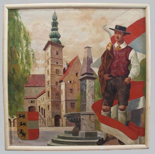 Josef BRUNNER - Gemälde - "Klagenfurt in Austria", Oil Painting, 1930's