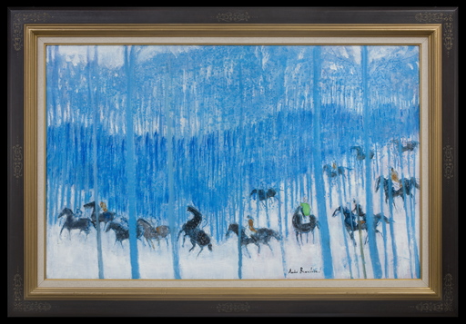 André BRASILIER - Gemälde - Cavalcade au Bois Bleu