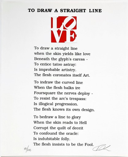 Robert INDIANA - Stampa-Multiplo - The Book of Love Poem - To Draw a Straight Line