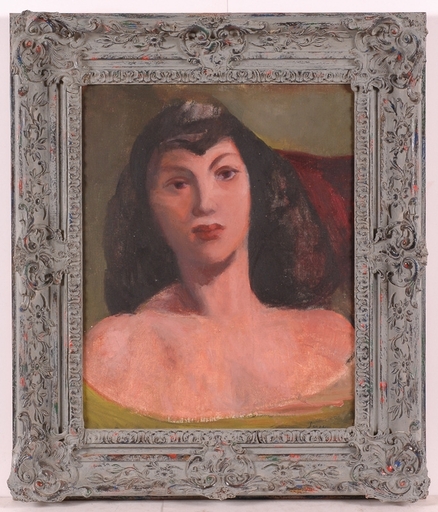 Frederick SERGER - Peinture - "Portrait of a Young Woman", 1940's