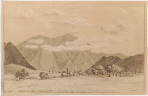 Franz JASCHKE - 水彩作品 - "Alpine Valley", Drawing, early 19th Century