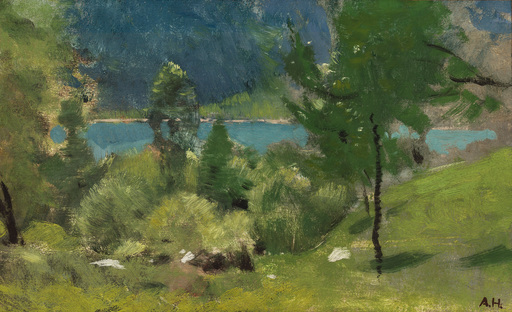 Adolf HIREMY-HIRSCHL - Painting - Blick auf einen Gebirgssee