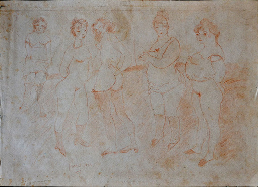 Jules PASCIN - Disegno Acquarello - A Group of Prostitutes