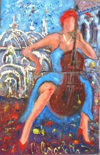 Valerio BETTA - Painting - Musicista in S. Marco piazza. Music in Venice S. Marco place
