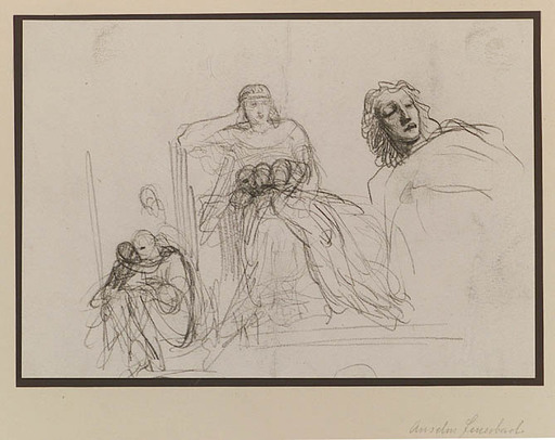 Dessin-Aquarelle - "Sketches" attributed to Anselm Feuerbach (1829-1880)