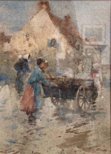 James Watterson HERALD - Drawing-Watercolor - The Fish Cart