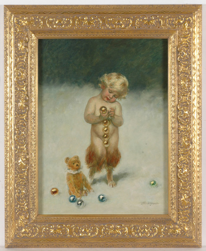 Karl PLÜCKEBAUM - 绘画 - Carl Plueckenbaum (1880-1952) "Little Faun and teddybear" 