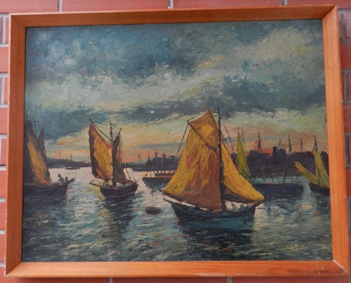 Frantisek REICHENTAL - Gemälde - Sailsboat at sea