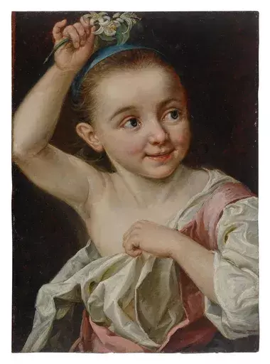 Johann Niklaus GROOTH - Gemälde - Young girl holding a flower