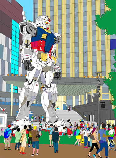 Marco SANTANIELLO - 版画 - Gundam Odaiba, Tokyo 