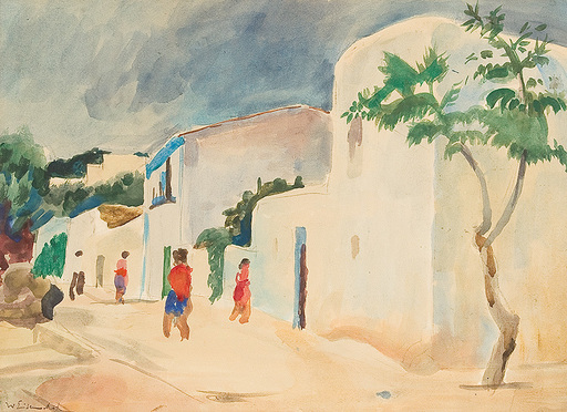 Willy EISENSCHITZ - Drawing-Watercolor - Village in the South