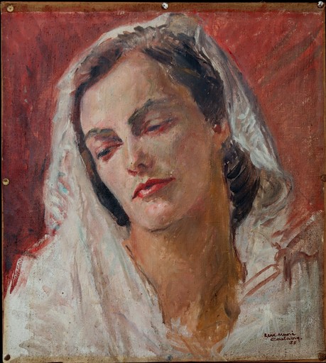 René Marie CASTAING - Painting - "FEMME AU VOILE BLANC"