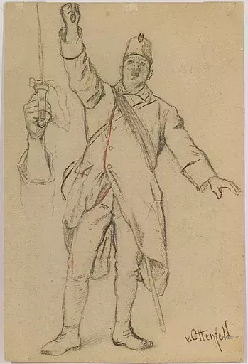 Rudolf Otto VON OTTENFELD - Zeichnung Aquarell - "Austrian Soldier", late 19th Century
