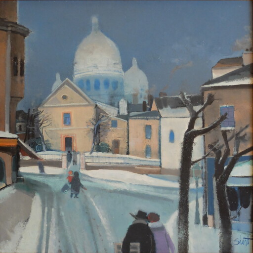 Serge SHART - Painting - Neige à Montmartre