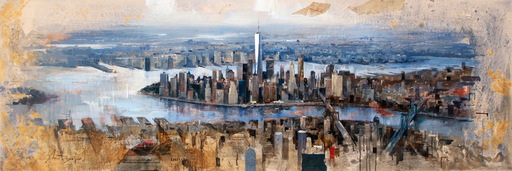 Josep MARTI BOFARULL - Painting - 45017 Manhattan from Brooklyn