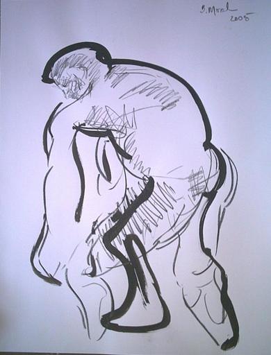 Bernard MOREL - Zeichnung Aquarell - HOMME